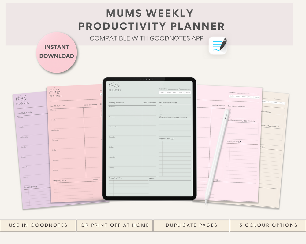 Mums Weekly Productivity Planner