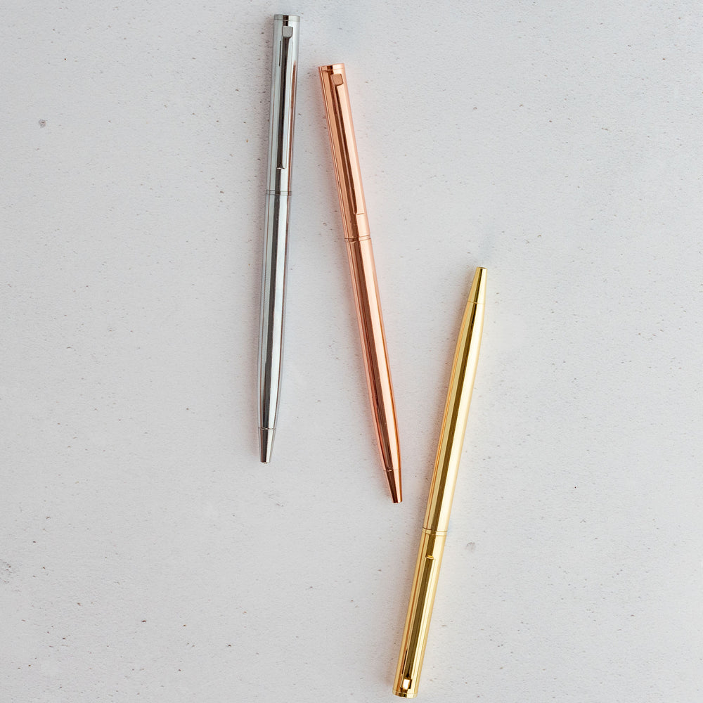 Ballpoint Pens in Gold, Rose Gold & Silver